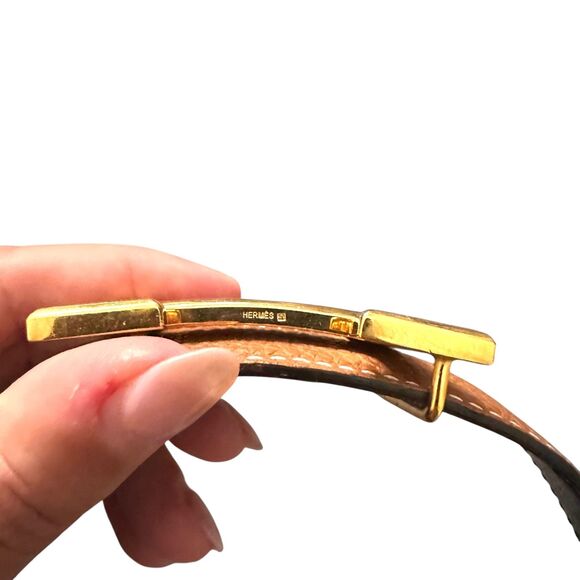 HERMES Reversible Leather 32 mm H Belt Brown‎ Black main image 2